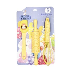   3 részes Húsvéti szilikon sütőszett – Sodrófa, Habverő és Spatula (Sárga)