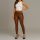 Bőr hatású zsebes hosszú női leggins - Barna