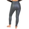 Bőr hatású zsebes hosszú női leggins - Szürke