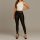 Bőr hatású zsebes hosszú női leggins - Fekete