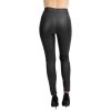 Bőr hatású zsebes hosszú női leggins - Fekete
