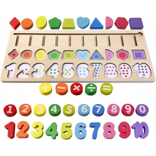 Montessori Fa Szám- és Forma Puzzle Gyerekeknek