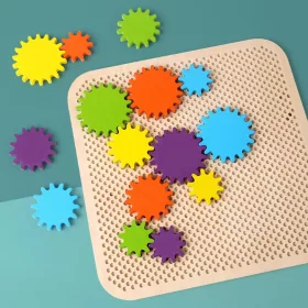 Montessori színes fogaskerék kirakós játék gyerekeknek