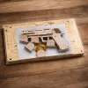 Mechanikus fa puzzle pisztoly céltáblákkal