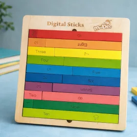   Montessori színes fa számolópálcák oktató és fejlesztő tábla