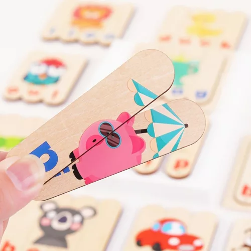 Montessori fa kép és szókirakó puzzle