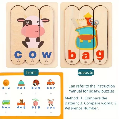 Montessori fa kép és szókirakó puzzle