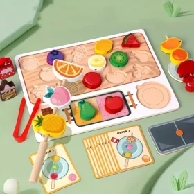 Színes Fa Gyümölcsnyárs Montessori Játék
