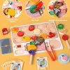 Színes Fa Gyümölcsnyárs Montessori Játék