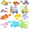 6 az 1-ben fa kirakó puzzle – Építőipari járművek