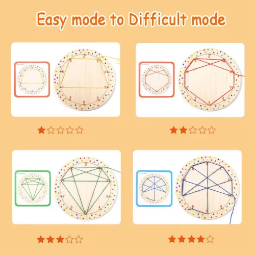 Montessori mintafűző fejlesztő játék - fonalas geometriai minták