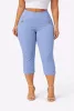Női streccses 3/4-es nadrág díszítéssel és zsebekkel – Halványkék
