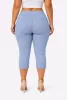 Női streccses 3/4-es nadrág díszítéssel és zsebekkel – Halványkék