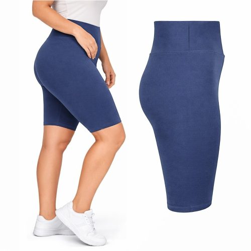 Magas derekú női bambusz kerékpáros leggings - Kék