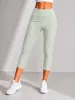 3/4-es selymes női bordázott leggings – Halványzöld