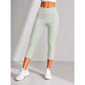 3/4-es selymes női bordázott leggings – Halványzöld