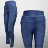Magas derekú farmerhatású női leggings - kék