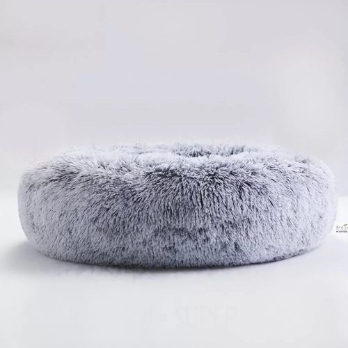Kerek puha szőrmés fekhely - 60cm - Szürke