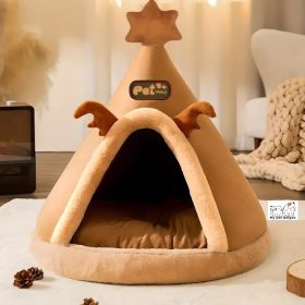 Karácsonyi sátor, puha házikó kisállatoknak - Barna