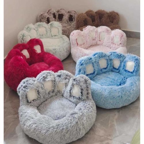 Mancsnyom alakú szőrmés fekhely - 60cm - Kék