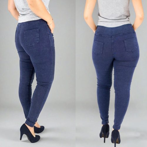 Női magas derekú,sztreccs farmer nadrág - Sötétkék