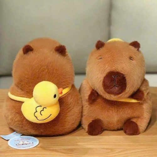 Capybara plüss játék aranyos kacsával-20cm