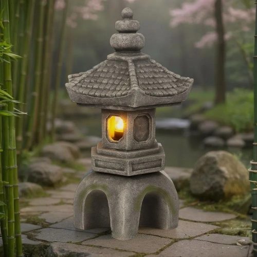 Kerti pagoda napelemes LED lámpával - 37cm