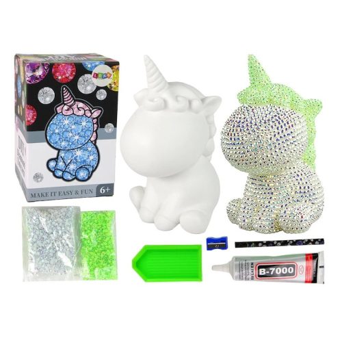 Unikornis kézműves díszítő figura gyémánt szemekkel - 20cm