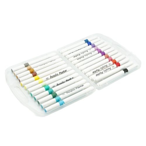 Akril festék filctoll készlet hordozható tárolóban-24db