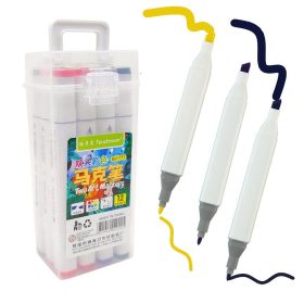   Kétfejű akril festék filctoll készlet hordozható tárolóban -12db