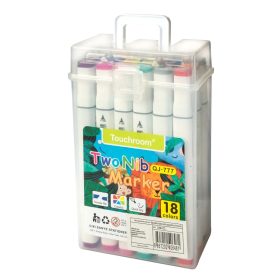   Kétfejű akril festék filctoll készlet hordozható tárolóban -18db