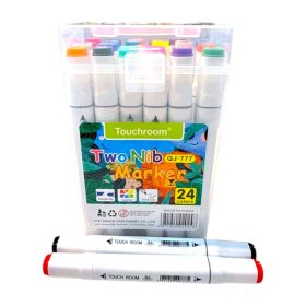   Kétfejű akril festék filctoll készlet hordozható tárolóban -24db