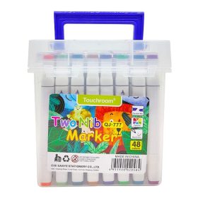   Kétfejű akril festék filctoll készlet hordozható tárolóban -48db