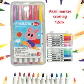   Akril festék filctoll készlet hordozható tárolóban -12db