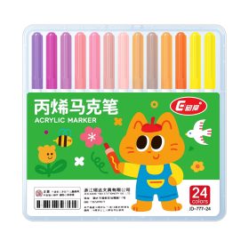   Akril festék filctoll készlet hordozható tárolóban -24db