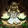 Aranyszínű Fülbefogó Bölcsesség Szobor,Kis Buddha - 23cm