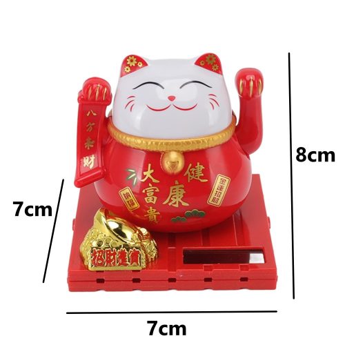 Napelemes szerencsehozó integető macska - 8cm