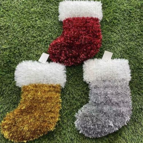 Dekoratív csillogós karácsonyi zokni -35x27cm