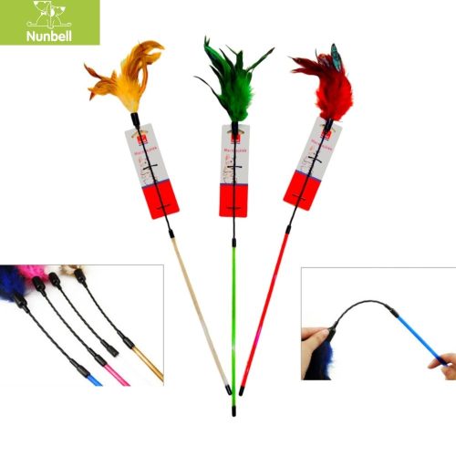 Rugalmas cica játékpálca tollakkal