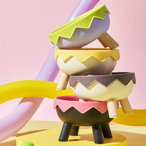 Magasított lábas kisállat tál 3 az 1-ben - Tojás mintájú