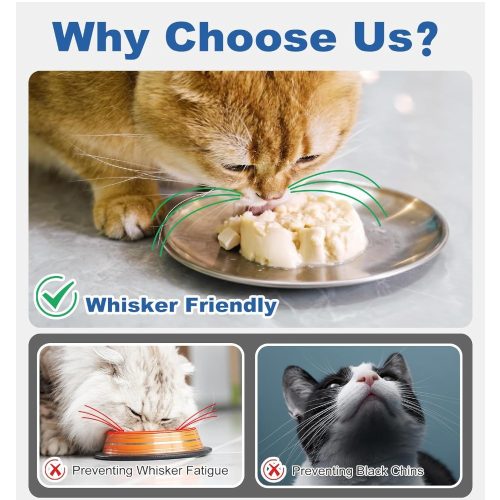 Bajuszkímélő lapos macskatányér rozsdamentes acélból 17cm - 2db