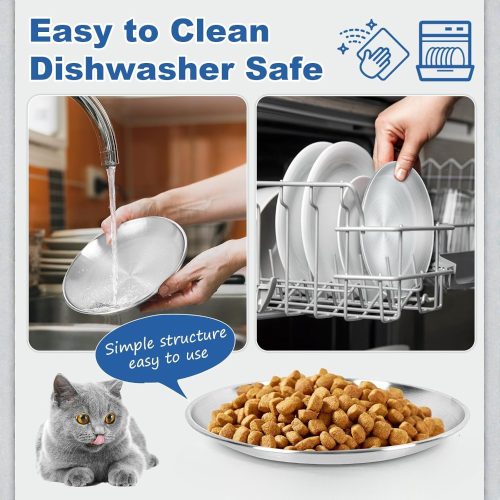 Bajuszkímélő lapos macskatányér rozsdamentes acélból 17cm - 6db