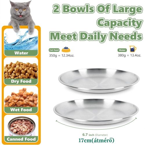 Bajuszkímélő lapos macskatányér rozsdamentes acélból 17cm - 6db