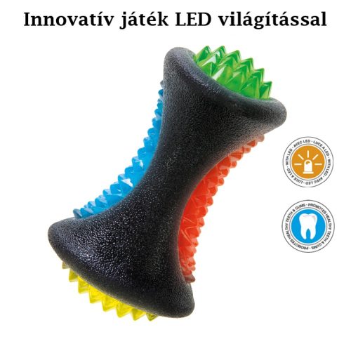 TPR LED-es súlyzó alakú erős játék kutyáknak-12x7,5cm