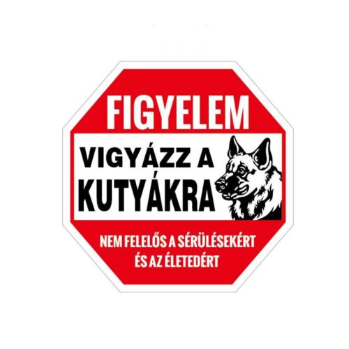 Figyelmeztető kutyás tábla - ajtóra, kapura / 12 x 12 cm