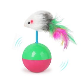 Billengős cica csörgőlabda plüss egérrel