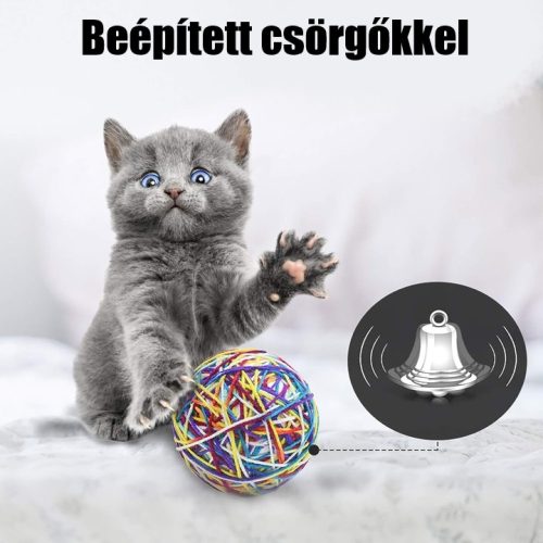 Macska fonalas játéklabda csörgővel-10cm