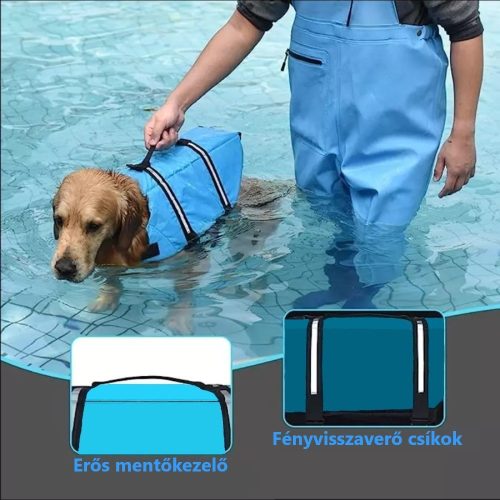 Prémium kisállat mentő& úszómellény -Sima kék - M