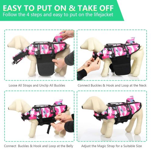 Cápauszonyos terepszínű kisállat mentő& úszómellény -Rózsaszín - S