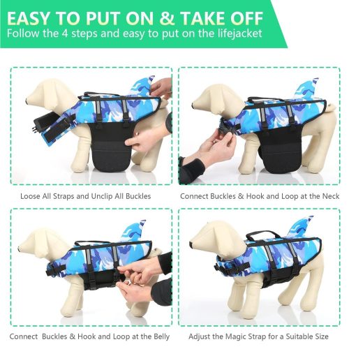 Cápauszonyos terepszínű kisállat mentő& úszómellény -Kék- M